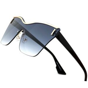 Oversized Sunglasses Women Fashion Rimless Blue Lens Trendy Shades Luxury Lentes